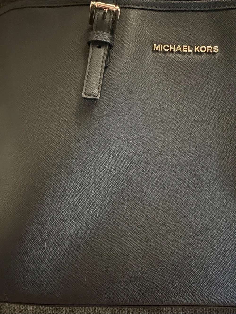 Michael Kors Black Saffiano Leather Laptop Tote with Gold Hardware
